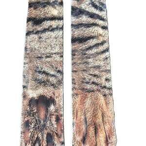 Novelty 3D Cat Paw Print Socks, Tiger Stripe Animal Pattern Crew Socks